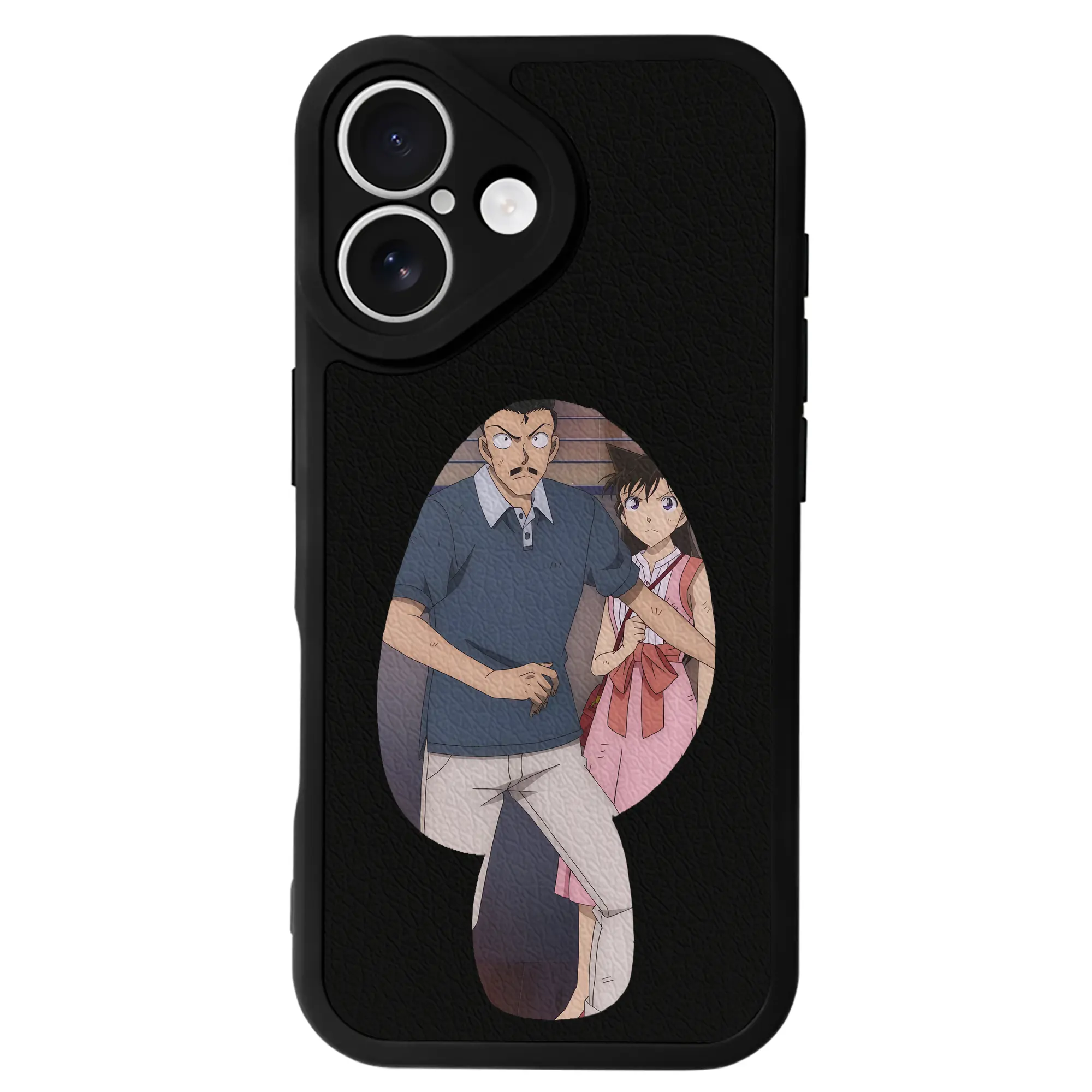 名探偵コナン グッズ 毛利 小五郎 - IPhone 16シリーズ対応 ・ シリコンスマホケース ・ レザー調 ・ 高精度フィット ・ 耐衝撃 ・ ワイヤレス充電対応 ・ 精密カット